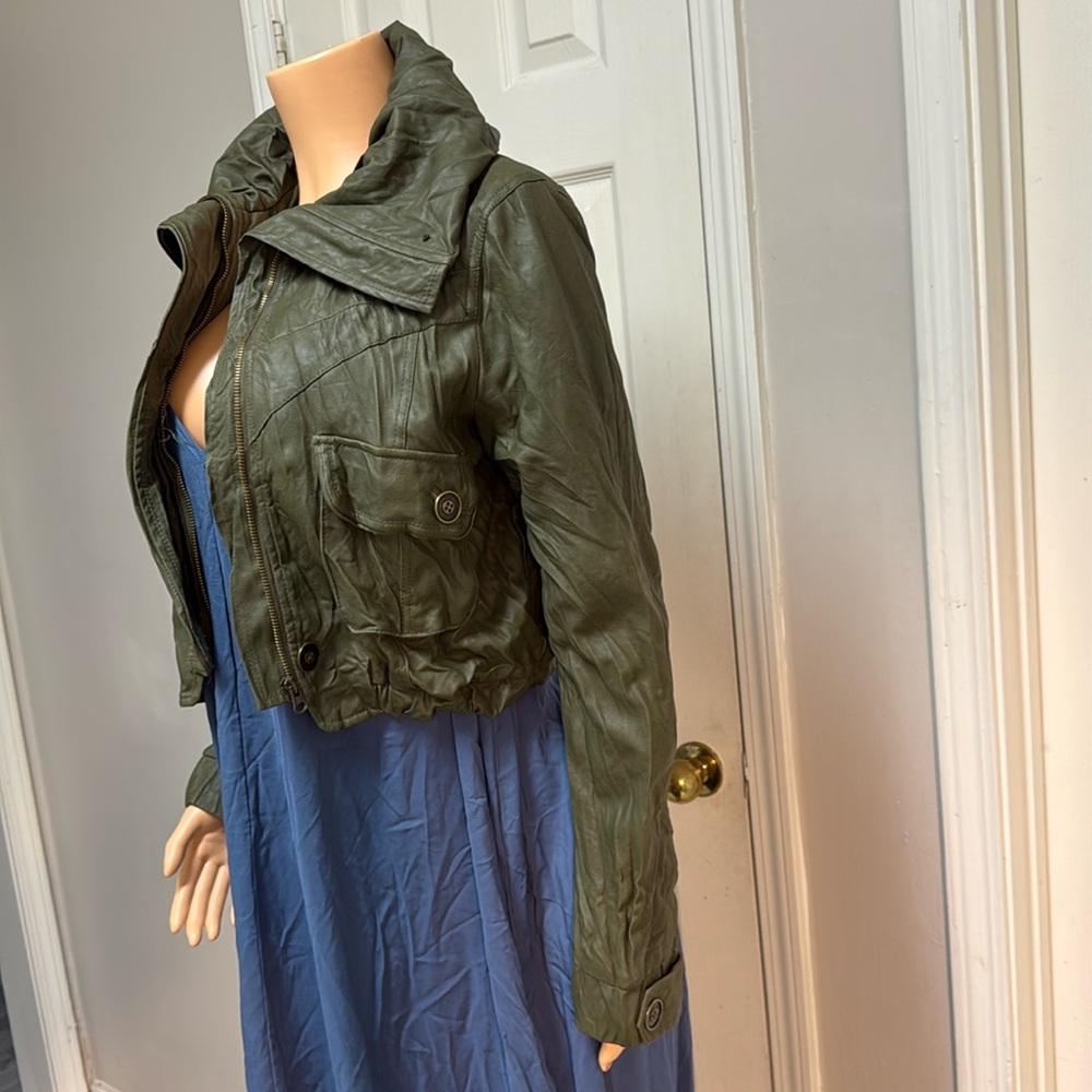 BEBE Faux Leather Green Jacket - Picture 8 of 16